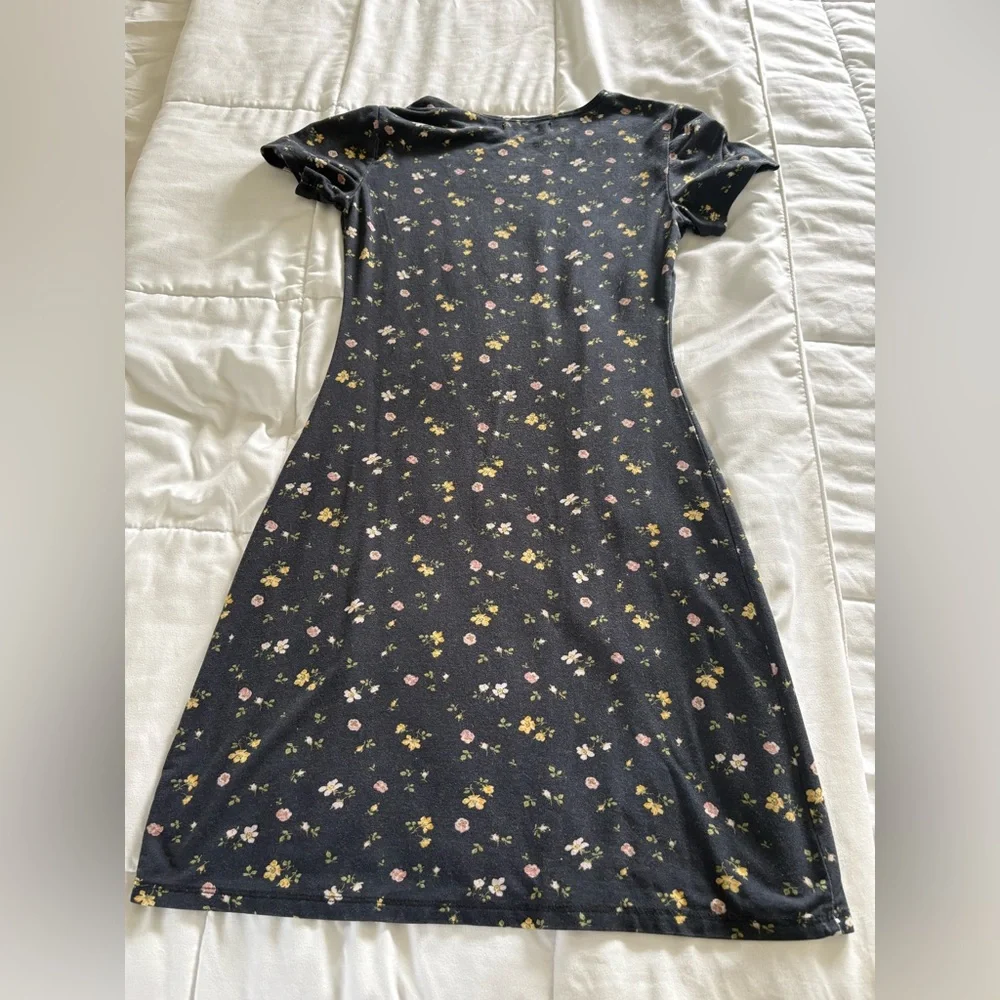 Reformation Black Dress with Yellow and Pink Floral Pattern - Picture 3 of 4